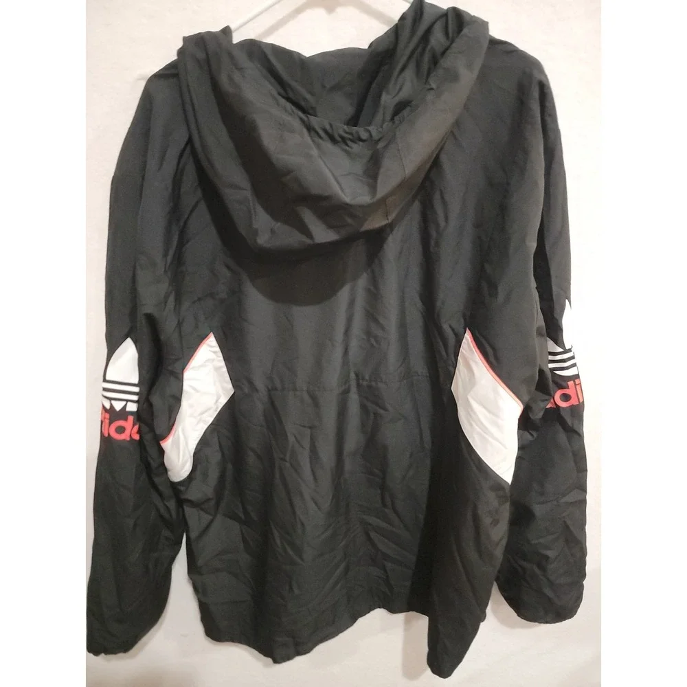 Adidas 1/4 Zip Anorak Windbreaker BQ7524‎ Black Pink Trefoil Logo Pullover 2XL